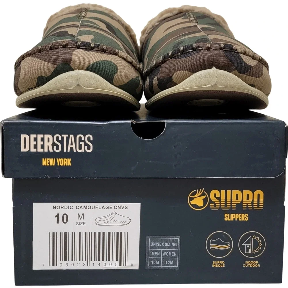 Deer Stags Men Nordic Supro Slip On Clog Slippers Size US 10M Green Camouflage